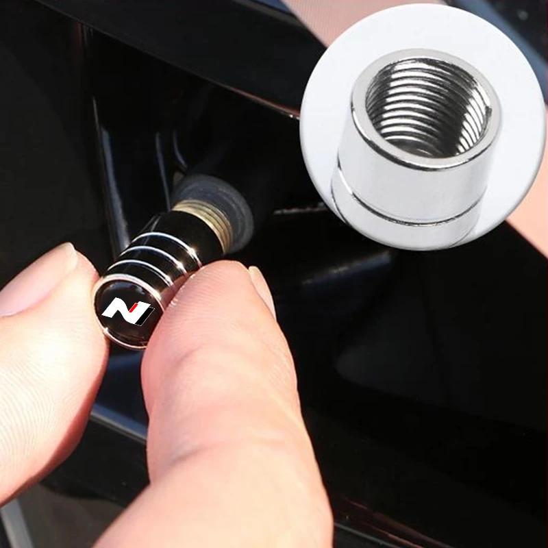 4Pcs/Set Car Wheel Tire Valve Caps Metal Stem Cover For Hyundai N Line i10 i20 i30 Sonata Tucson WNSH3 Azera Elantra Veloster Kona