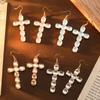 Wind Fashion Colored Diamond Cross Earrings High Sense Bohemian Style Earrings Exaggerated Atmosphere Earrings