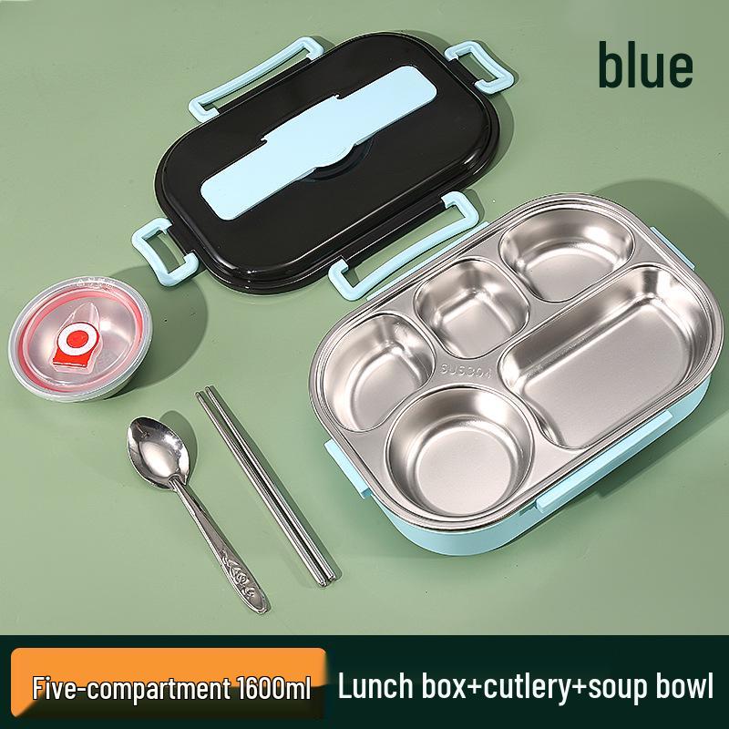 Large Stainless Steel Lunch Box with Lid and Soup Bowl, Insulated Meal Tray for Students and Office Workers