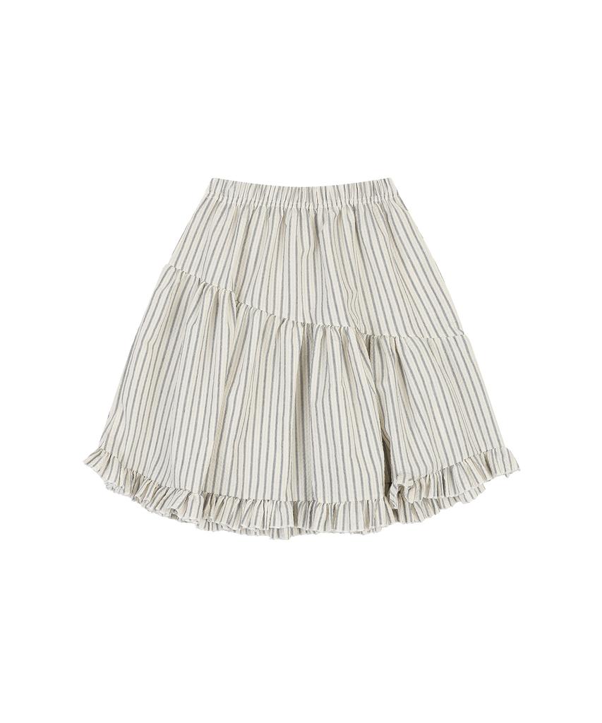 DELICCENT Striped Frill Skirt [Ivory]
