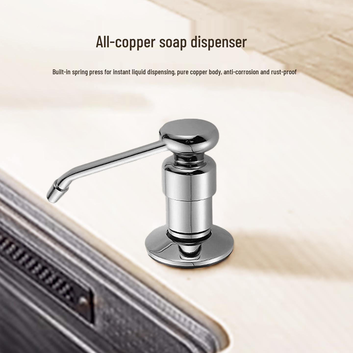 Copper Kitchen Soap Dispenser & Manual Pump