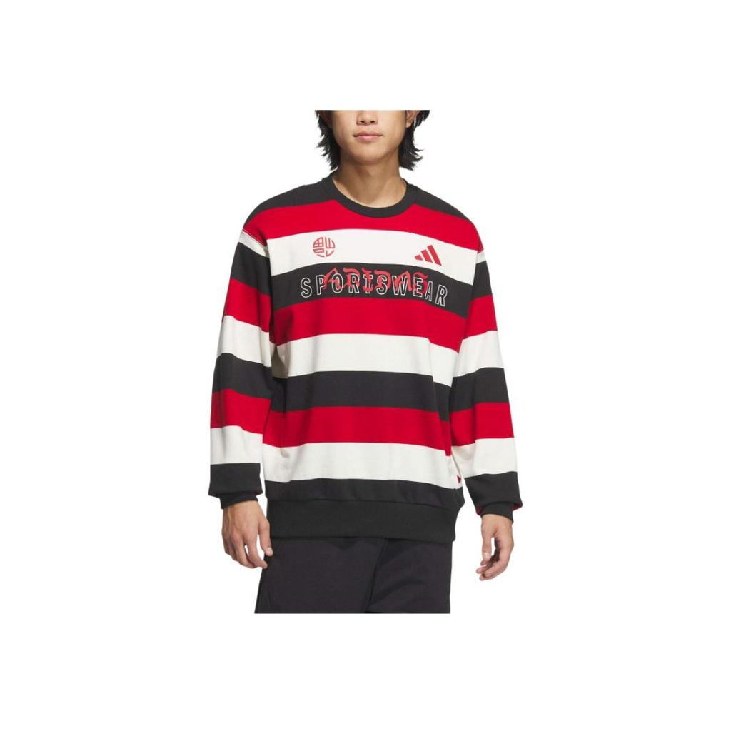 Adidas Sport Performance Retro Color Block Striped Letter Pattern Crew Neck Pullover Long Sleeve Sweatshirt Unisex Sweatshirt Multi-Color JZ4201