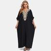 2024 European & American Cotton Embroidered Plus Size Beach Cover-up Dress