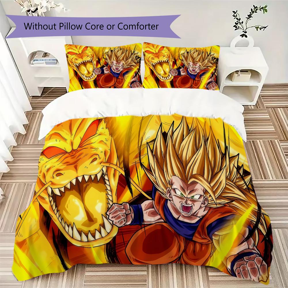 Son Goku 3pcs Duvet Cover Set, Digital Print Bedding, No Core, Soft Children's Bedroom Gift -HYQ14