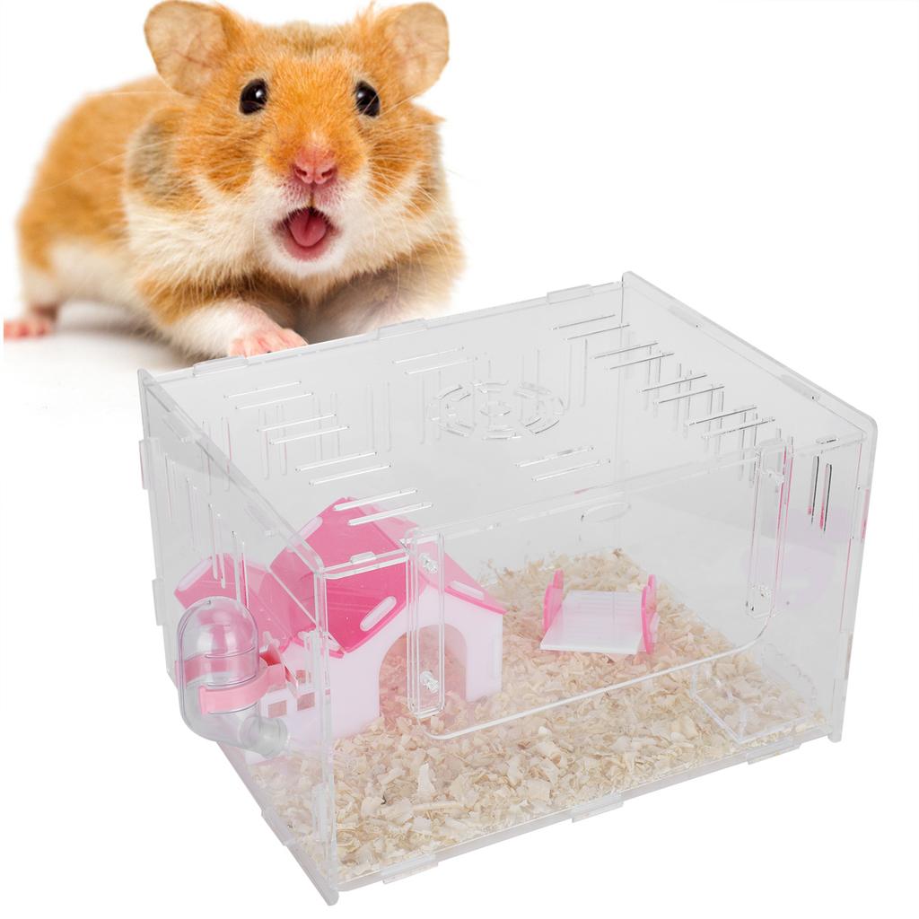 Acrylic Pet Cage Transparent Single Layer House Castle Hamster Supplies with Feeding BasinL