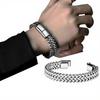 Cross-Border Hot-Selling Hip-Hop Stainless Steel Reversible 8*4mm Fish Scale Natural Stone Men's Double Row Punk Bangle