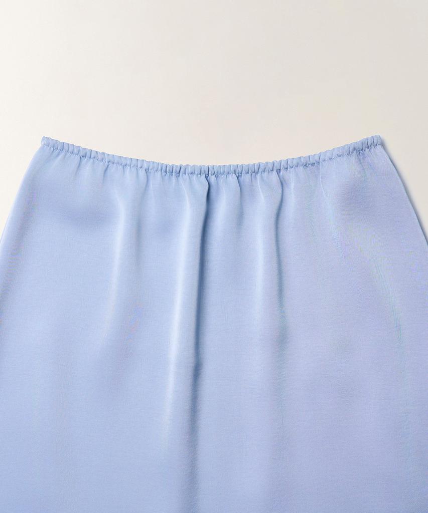 Tudment Satin Lace Midi Skirt_Light Blue