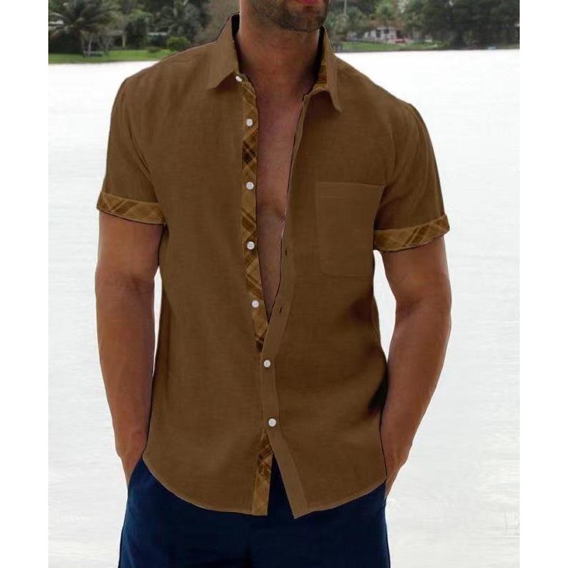 Summer New Arrival Men Lapel Short Sleeve Shirt Casual Classic Versatile Daily Fashion Tops