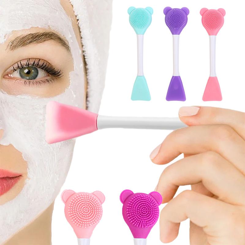 Szczoteczka silikonowa 2 w 1 do oczyszczania twarzy i nakładania maseczek – Dwustronne narzędzie do głębokiego oczyszczania, złuszczania i pielęgnacji porów