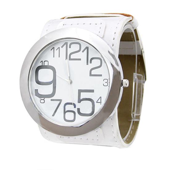 Men Women Luxury Sport Faux Leather Big Marker Analog Quartz Wrist Watch