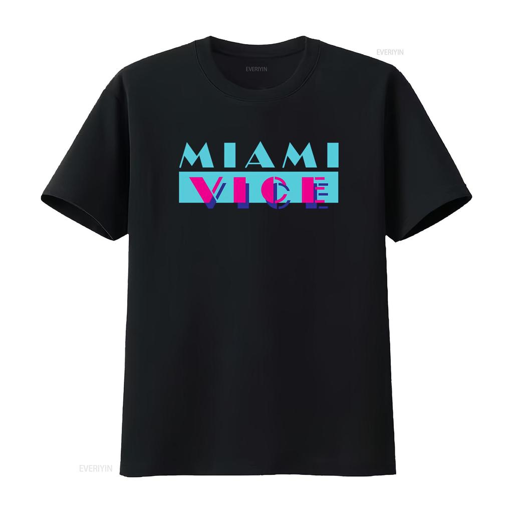 Miami Vice Mens T Shirt OG Logo Top S 2XL Official Retro Style Print Fashionable Streetwear Vintage Washed Stretched Slightly