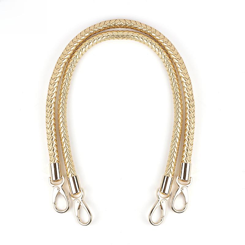 60cm Black PU Leather Woven Bag Handle Strap - Imitation Leather Shoulder Accessory