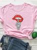 Skull Hand Red Lip Print Women T Shirt Short Sleeve O Neck Loose Women Tshirt Ladies Tee Shirt Tops Clothes Camisetas Mujer