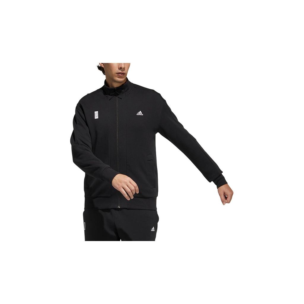 Adidas Wj Kn Series Sporty Logo Fit Track Jacket Men Outerwear Black H39334