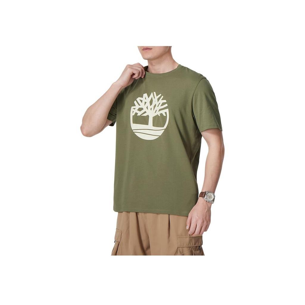 Timberland Pattern Printed Crew Neck Short Sleeve T-Shirt Men Tops Green A6281590
