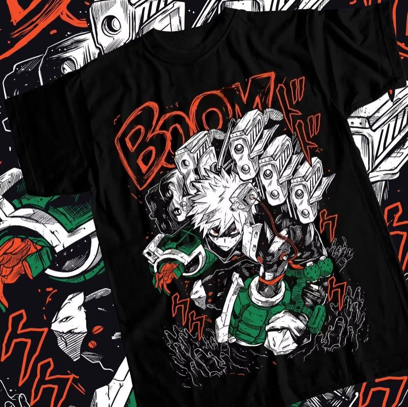Bakugou T-shirt Izuku Midoriya Deku Hero Midoriya Izuku Black Shirt Men's Clothing Y2k Top Graphic T-shirt, Oversized T-shirt