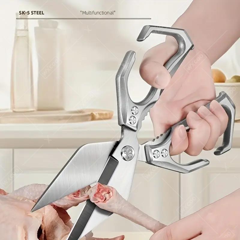 Powerful Kitchen Scissors Triangular Blade Chicken Bones Scissors Heavy Duty Stainless Steel Shears for Cutting Meat Scissors