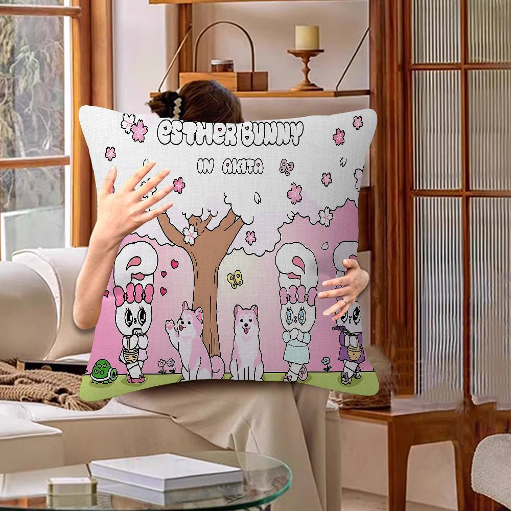 Esther-Bunny Room Maple Design Cushion Cover Happy Autumn Harvest Decor Holiday Decorati Pillow Cover