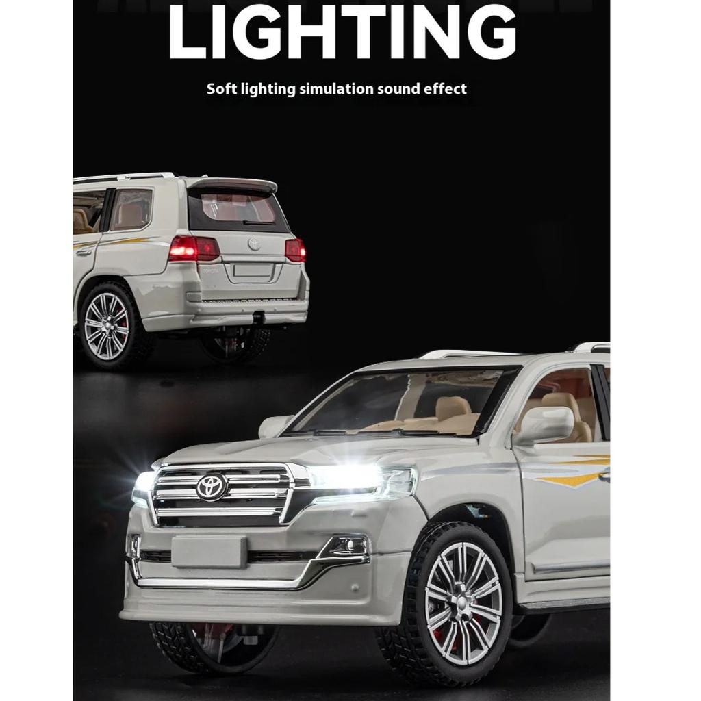 Maßstab 1/24 Toyota LAND CRUISER Offroad-SUV Legierung Metall Diecast Automodell Simuliertes Sound- und Lichtmodell Spielzeug für Jungen Sammlung