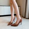 Fashion 2025 New French Style Brown Single Shoes Sexy and Beautiful Pointed Comfortable High Heels Shallow Mouth Women's Shoes