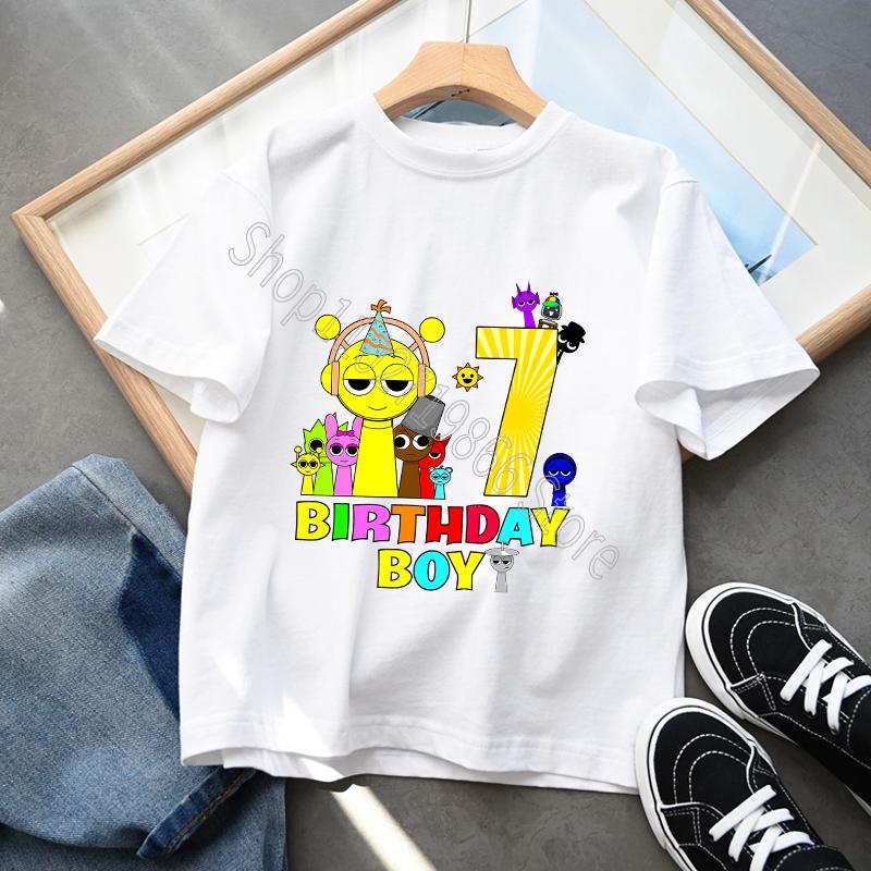 Bumbac 100% Sprunki Incredibox Haine pentru copii Băieți Fete Tricou petrecere de aniversare Joc de desene animate Imprimare grafică Mâneci scurte Topuri confortabile
