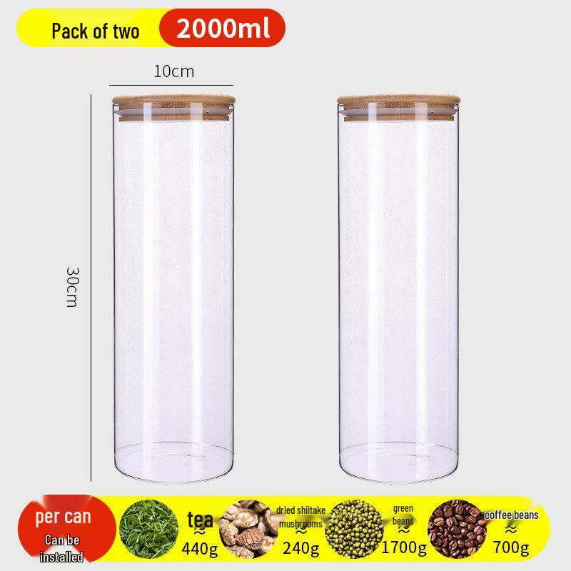 Food-Grade Borosilicate Glass Tea Canister for Coffee, Flower Tea, and Powder - Moisture-Proof Storage Jar