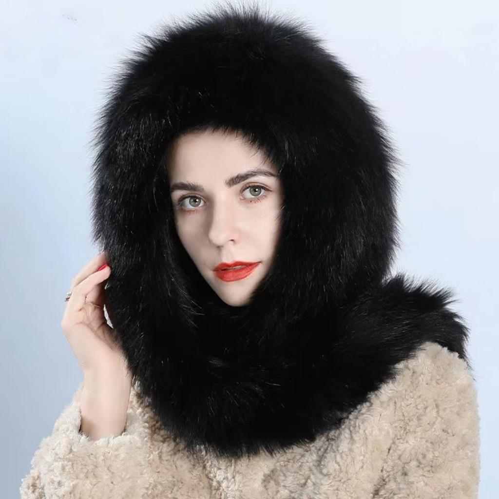 Winter Autumn New Women Casual Fashion Outdoor Keep Warm Faux Fox Fur Protect Ears Tail Russian Snow Hat Cap Collar Scarf  Wrap Shawl