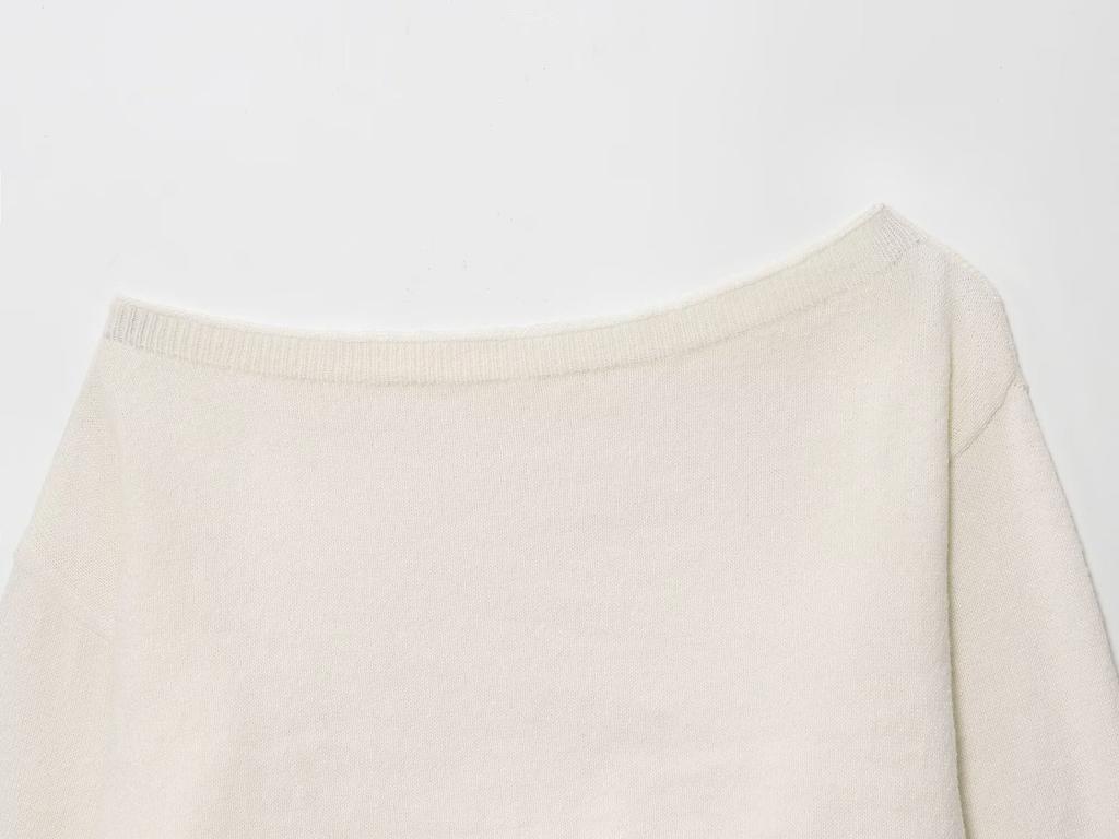 European and American style, new women's clothing, foreign style American off-shoulder loose and slim one-word shoulder primer sweater