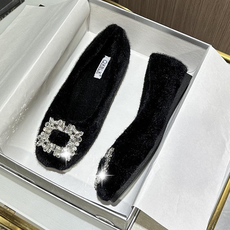 2025 Damen Winter Flauschige Samt-Loafer - Warme Slip-on Bohnenschuhe für Mütter