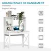 Bureau avec Rangement Bibliothèque Moderne en Bois Bureau avec Étagères et Grand Plateau pour Petits Espaces Maison Chambre à Coucher, 105 x 50 x 137,5 cm, Blanc