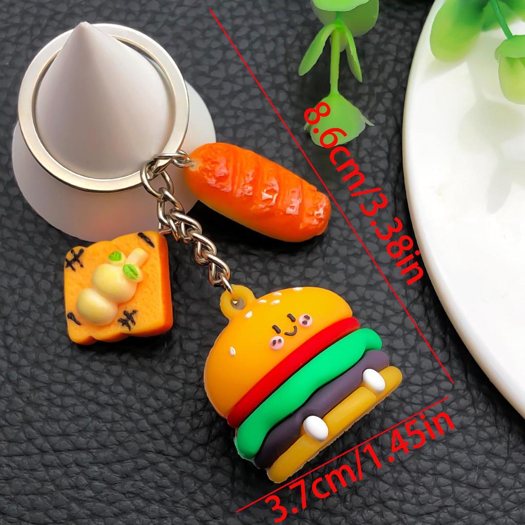 Creative Cute Food Cartoon Keychain: Soft Rubber Pizza & Donut Pendant