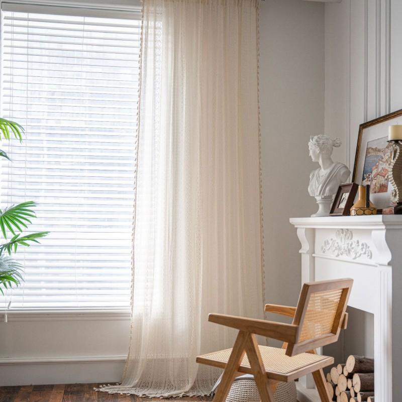 Baumwoll-Häkel-Transparenter Vorhang Wohnzimmer Schlafzimmer Balkon Mit Stangentasche Haken Öse Optionen