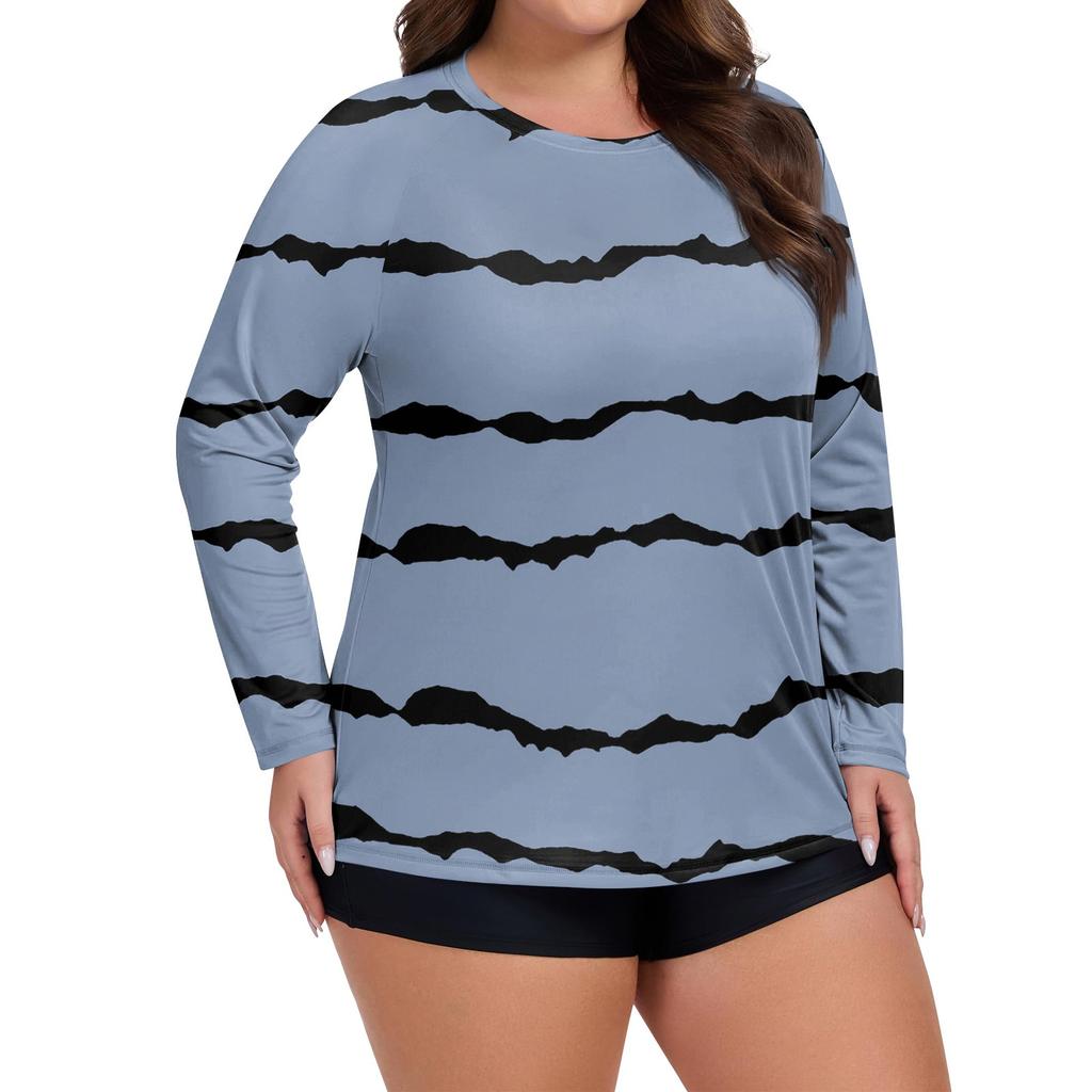 Women's Print Large Size Long Sleeve Swimsuit Sun  Jacket Quick Dry Hiking Top