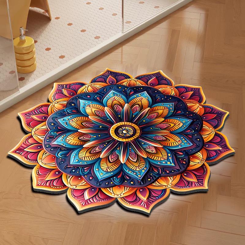 3D Floral Diatomaceous Earth Absorbent Non-Slip Floor Mat for Bathroom, Entrance, Sofa, Bedroom.