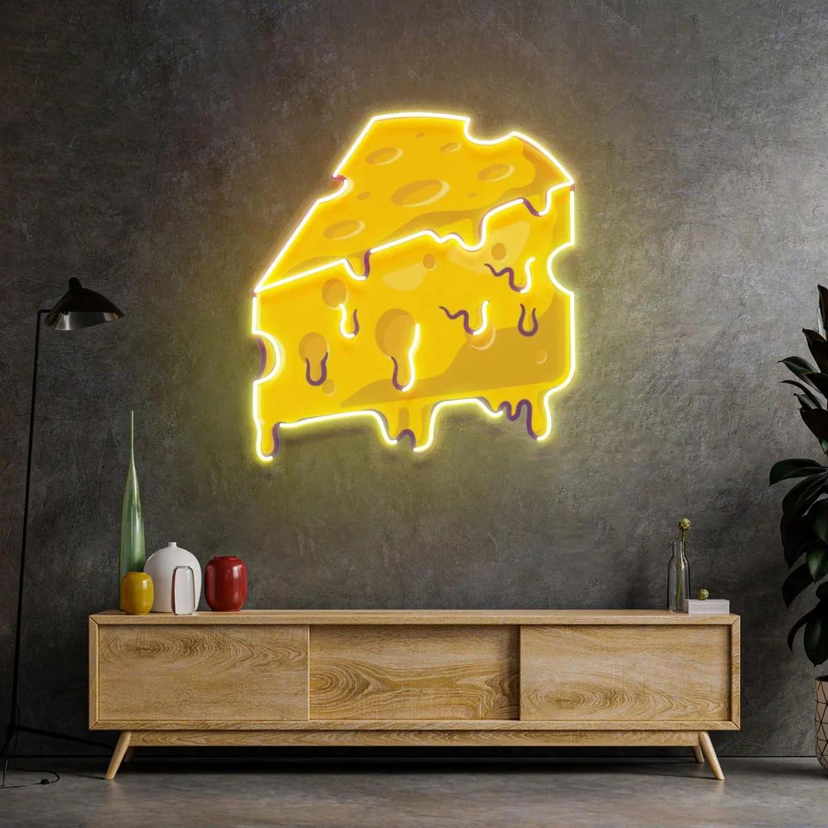 

Melting Cheese LED Neon Sign with UV Print, Pop Art Wall Decor for Kitchen Cafe Restaurant, Sweet Shop Sign Home Decor 15 inch