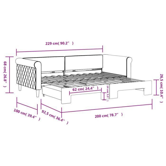 VidaXL Daybed with Trundle Bed Yellow 90x200 Cm Velvet 3197776