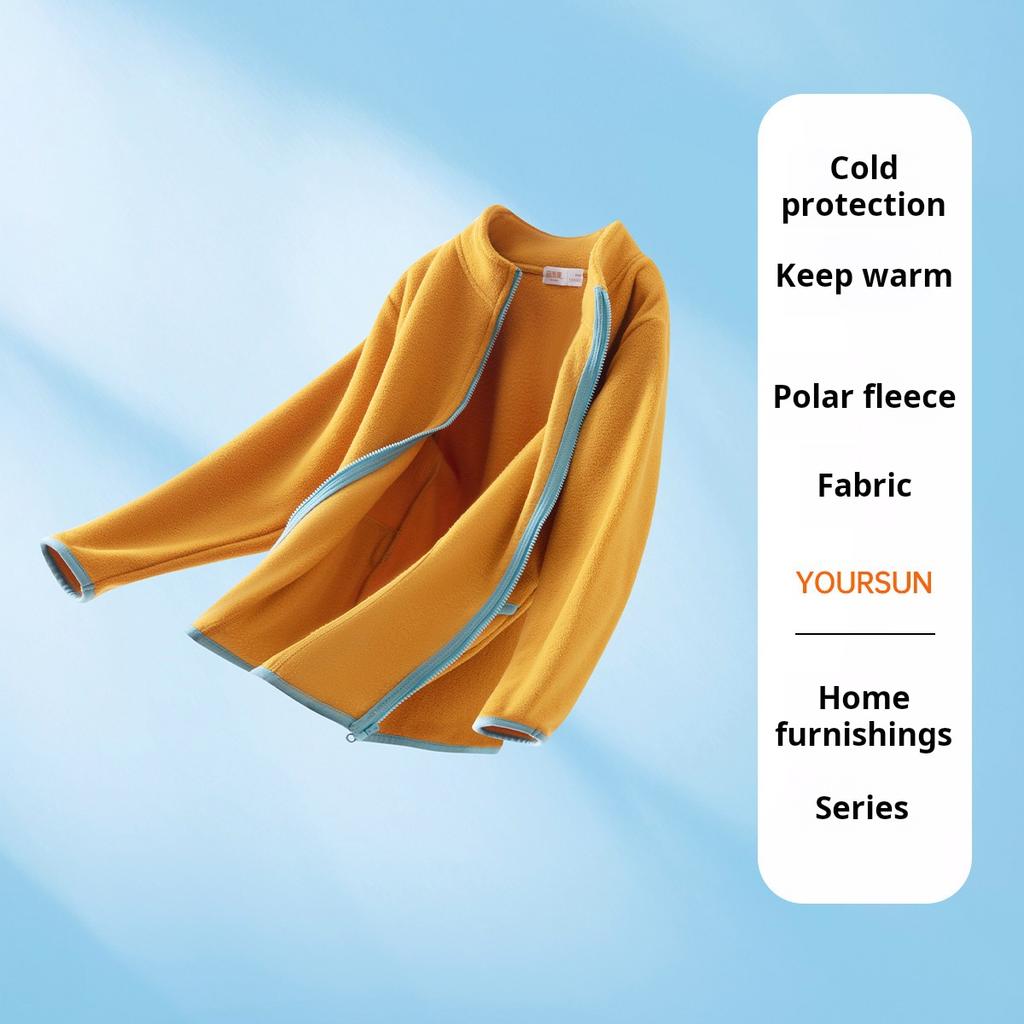 Calore Pile Polare Unisex Bambini Caldo Casa Top Casual Cardigan con Collo Rialzato in Pile Polare