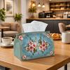 1pc Vintage Floral Tissue Box Cover Waterproof Suitable for Living Room, Kitchen, Bathroom Decor - Pink Rose & Blue Foldable Toilet Paper Holder Cover