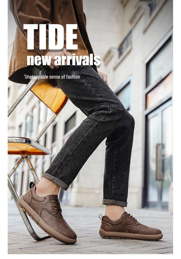 Men's Wide Head Leather Slip-on Retro Casual Shoes