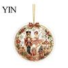 Office Holiday Decorations Christmas Acrylic Hanging Ornament, 2D Flat Double Side Printed Home Decor Santa Snowman Pendant for Tree Window, Festive