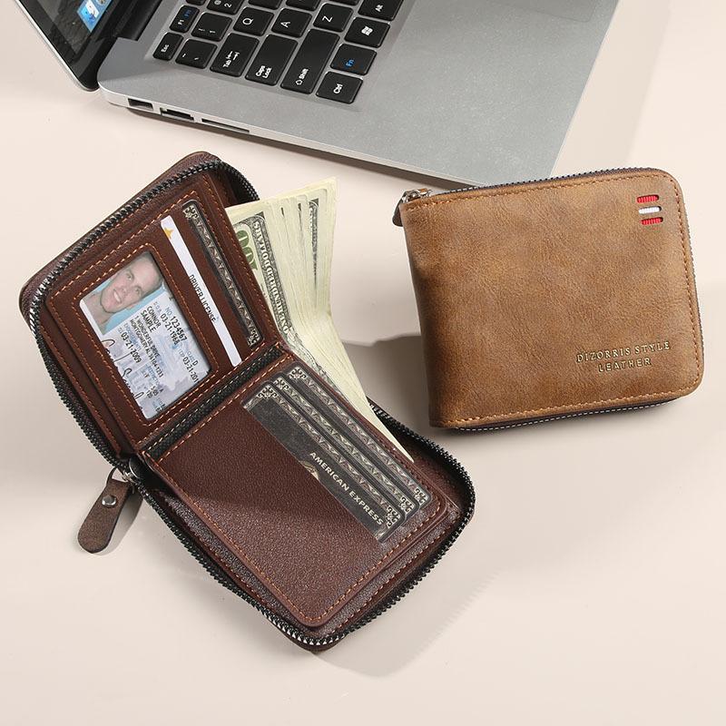 Schoolbag Men's Wallet Short 1011 New Solid Color Youth Simple Triple Fold Wallet Multifunctional Student Zipper Change Bag