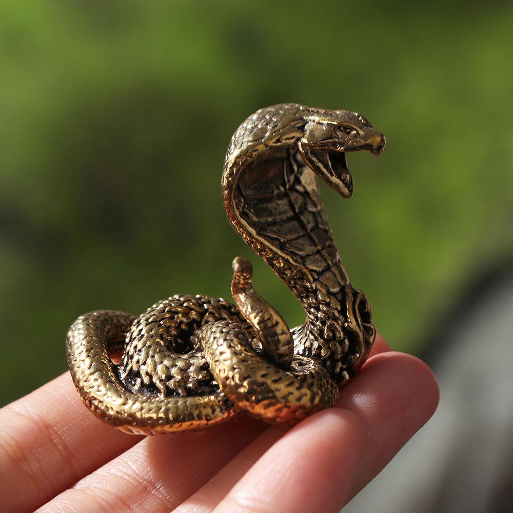 Ancient Mini Cobra Statue Twelve Zodiac Snake Snake Figurines Brass Cobra Figurines Birthday Gift