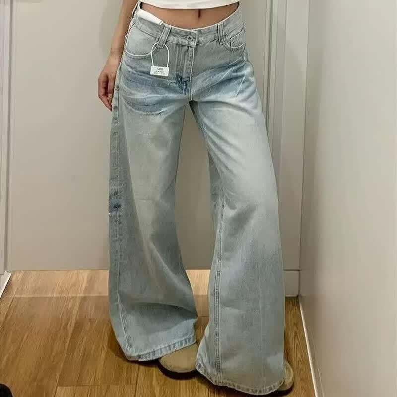 Women s American Retro Low-Rise Wide-Leg Jeans L