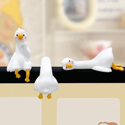 Mini Harz Gans Figur Lustige Harz Kleine Gans Computerdeko Sammlerstück Niedliche 3D Handwerk Skulptur für Schreibtisch Auto Armaturenbrett Heimdeko