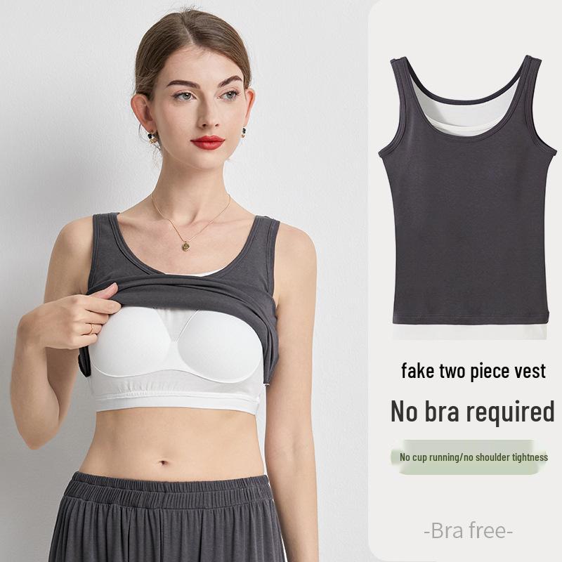 Women's Square Neck Latex Camisole with Built-in Padded Vest - Covers Underarm Fat