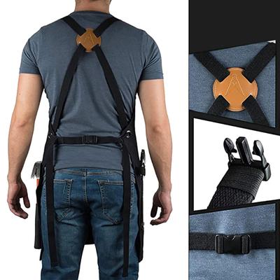 Stenffy Cotton Canvas Aprons,Multiple Pockets,Adjustable Cross Back Weight Apron,BBQ,Cafe and Chef Aprons for Men