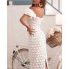 Summer Women's Dress Fashion Lace Temperament Commuter Midi Dresses Midi Waist Pure Color Wrap Paragraph Midi Long Dresses