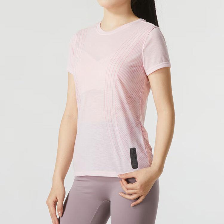 Under Armour Color Block Letter Print Training Round Neck Breathable Quick Dry Short Sleeve T-Shirt Women Tops Pink 1375270-647