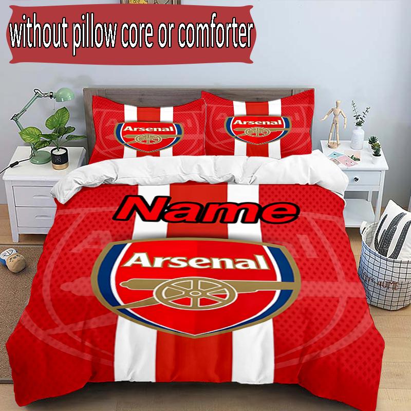 3pcs Duvet Cover Set (1*Duvet Cover + 2*Pillowcase, Without Core), Custom Name football team F.C Pattern Bedding Set, Home Bedroom Decor Gift