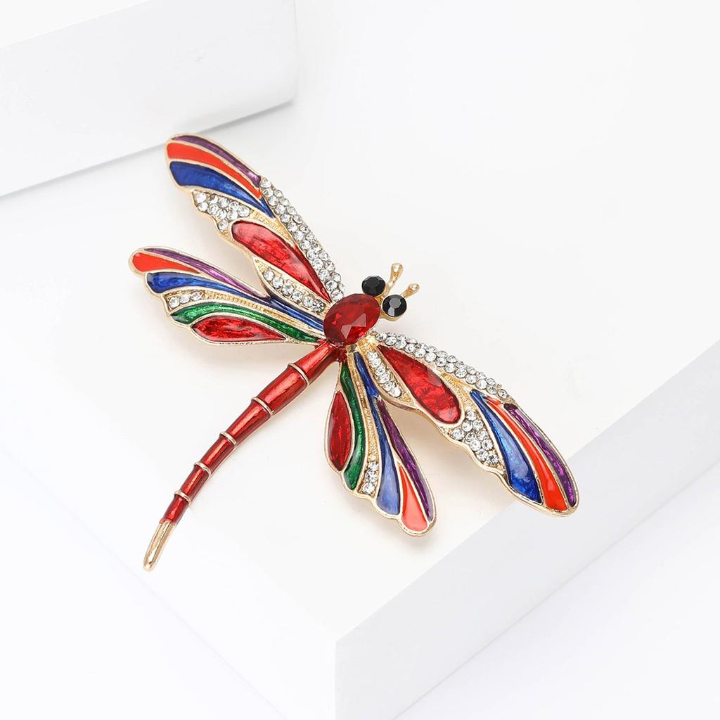 Retro Libellen Kristall Brosche Anstecknadel Elegant Strass Tier Revers Accessoire für Frauen und Mädchen Modeschmuck